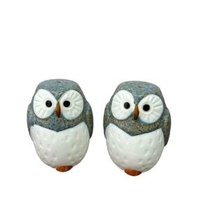 Vintage Kotobuki Japan Rustic Ceramic Owl Salt & Pepper Shaker Set Collectible
